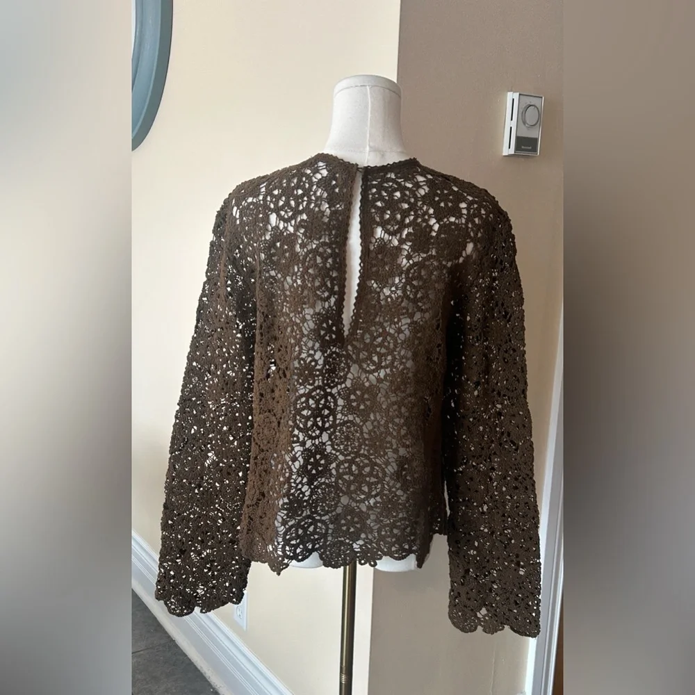 ZARA crochet top, Elegant Brown Crochet size medium - Picture 10 of 11